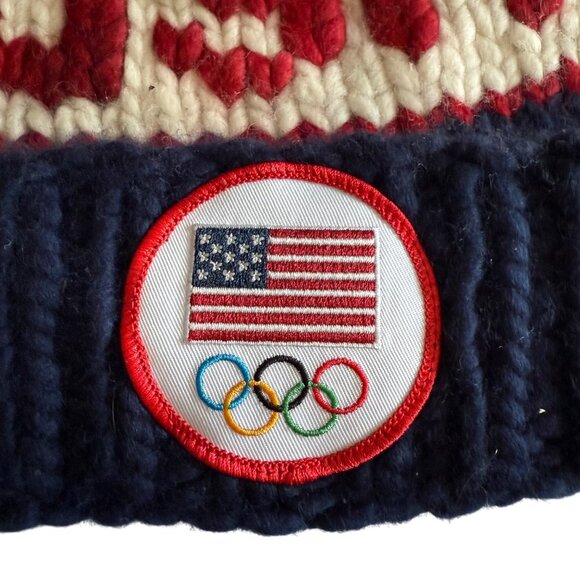 Team USA Olympic Knit Hat By Sh*t That I knit (Stik) Navy/Red/White  Wool Peru W - Picture 8 of 8